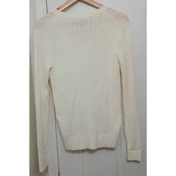 Tommy Hil womens medium 100% pima cotton cable knit ivory lightweight sweater - Picture 6 of 8